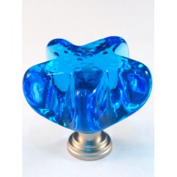 Cal Crystal ARTX S4M Art X Starfish Marine Blue Glass Knob w/ Solid Brass Base, 1-3/4" x 1-3/4"