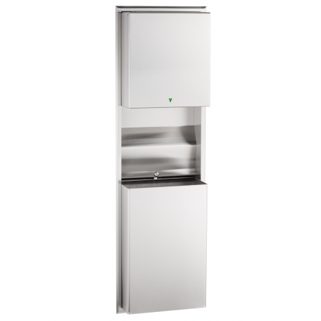 Bobrick B-3974 ClassicsSeries Recessed Convertible Auto Roll Towel Dispenser & Waste Receptacle,12-Gallon,Finish-Satin