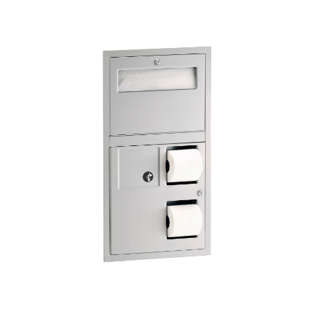 Bobrick B-3574 ClassicSeries Recessed Toilet Tissue, Seat Cover Dispenser & Waste Disposal, Finish-Satin