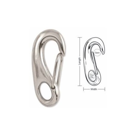 A591 A592 A593 Tough Links Stainless Carabiner Snaps, Wire Gate, Fixed Eye