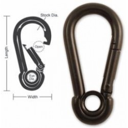 A521 A522 A523 A524 Tough Links Eyelet Carabiner Snaps, Black