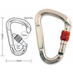 A584 Tough Links Locking Spring Carabiner Snaps, Screw Lock