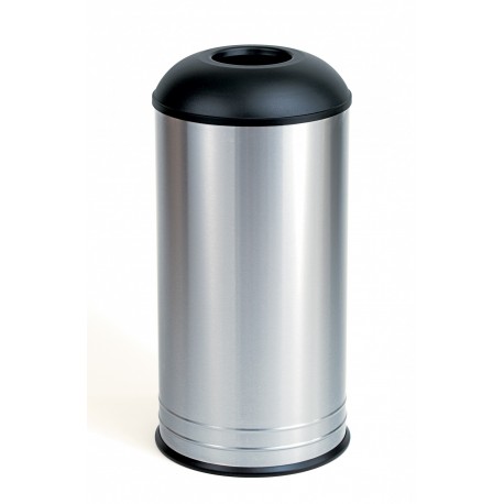 Bobrick B-2300 Floor-Standing Waste Receptacle, 18-Gallon, Black Domed Top,Finish-Satin