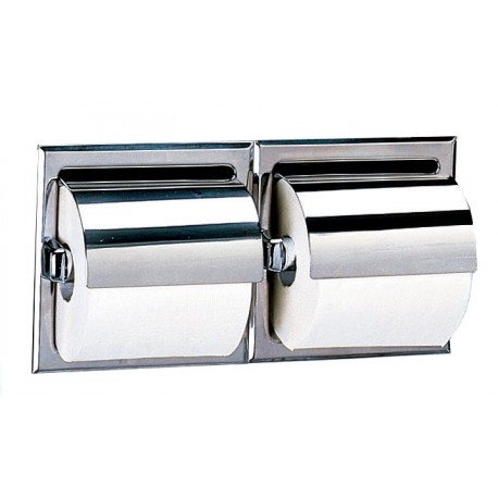 Bobrick 600 Series 699  2 Roll Recessed Toilet Tissue Dispensers with Stainless Steel Hoods