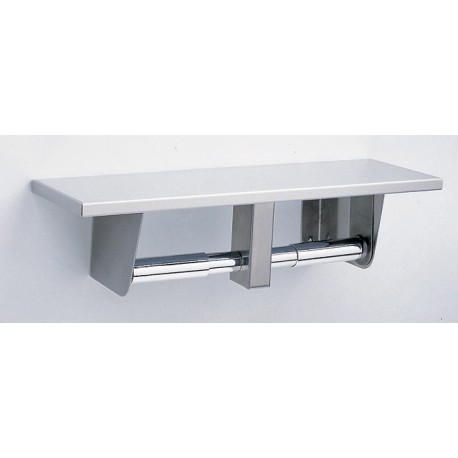 Bobrick B-2840 Surface-Mounted Toilet Tissue Dispenser & Utility Shelf, Two Rolls, Finish-Satin