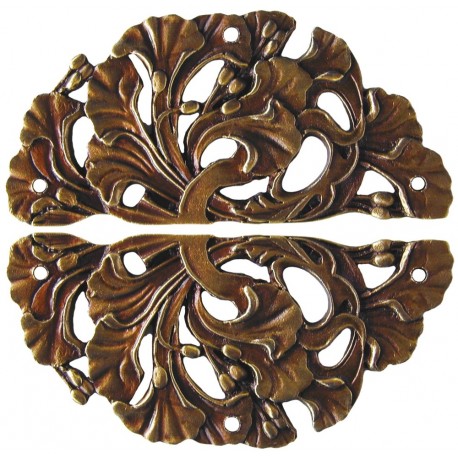 Notting Hill NHH-902-AP NHH-902 Florid Leaves (sold in pairs) Hinge Plate Set 1-1/4 w x 2-1/2 h
