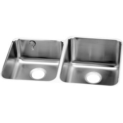 Elkay ELUH3120LEK Gourmet (Lustertone) Stainless Steel Double Bowl Undermount Sink Kit