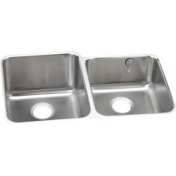 Elkay ELUH3120REK Gourmet (Lustertone) Stainless Steel Double Bowl Undermount Sink Kit