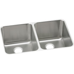 Elkay ELUH3220 Gourmet (Lustertone) Stainless Steel Double Bowl Undermount Sink