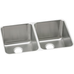 Elkay ELUH322010 Gourmet (Lustertone) Stainless Steel Double Bowl Undermount Sink