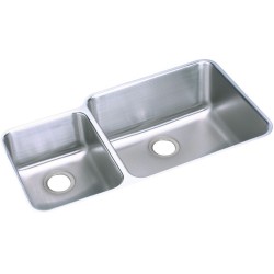 Elkay ELUH3520L Gourmet (Lustertone) Stainless Steel Double Bowl Undermount Sink