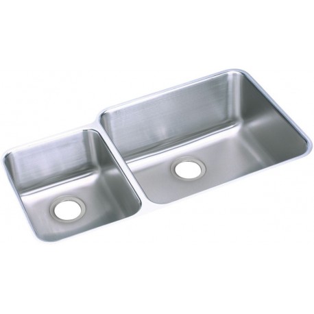 Elkay ELUH3520LDBG Gourmet (Lustertone) Stainless Steel Double Bowl Undermount Sink Kit