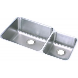 Elkay ELUH3520RDBG Gourmet (Lustertone) Stainless Steel Double Bowl Undermount Sink Kit