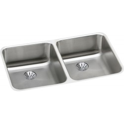 Elkay ELUHAD311855PD Gourmet (Lustertone) Stainless Steel Double Bowl Undermount Sink Kit
