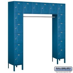 Salsbury 66016 12" Wide Six Tier Box Style Bridge Standard Metal Locker - 16 Box - 18 Inches Deep