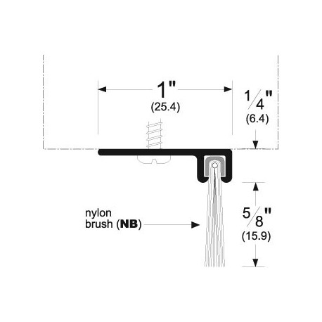 Pemko 90062_NB Brush Gasketing / Door Bottom, 90-Degree 48"