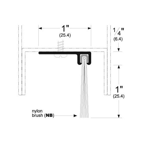 Pemko 90100_NB Nylon Brush Gasket w/ 90 Degree Aluminum Retainer & 1" Brush