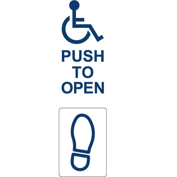 Wheelchair Symbol and Push To Open with Blue Foot Icon