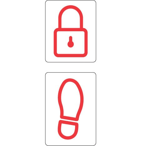 Lock Symbol Red, with Red Foot Icon