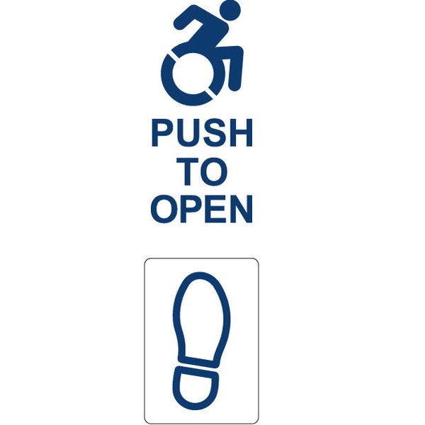 Active Wheelchair Symbol and Push To Open with Blue Foot Icon