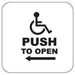 Wheelchair Symbol / PUSH TO OPEN w/ Left Arrow