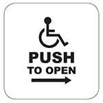 Wheelchair Symbol / PUSH TO OPEN w/ Right Arrow